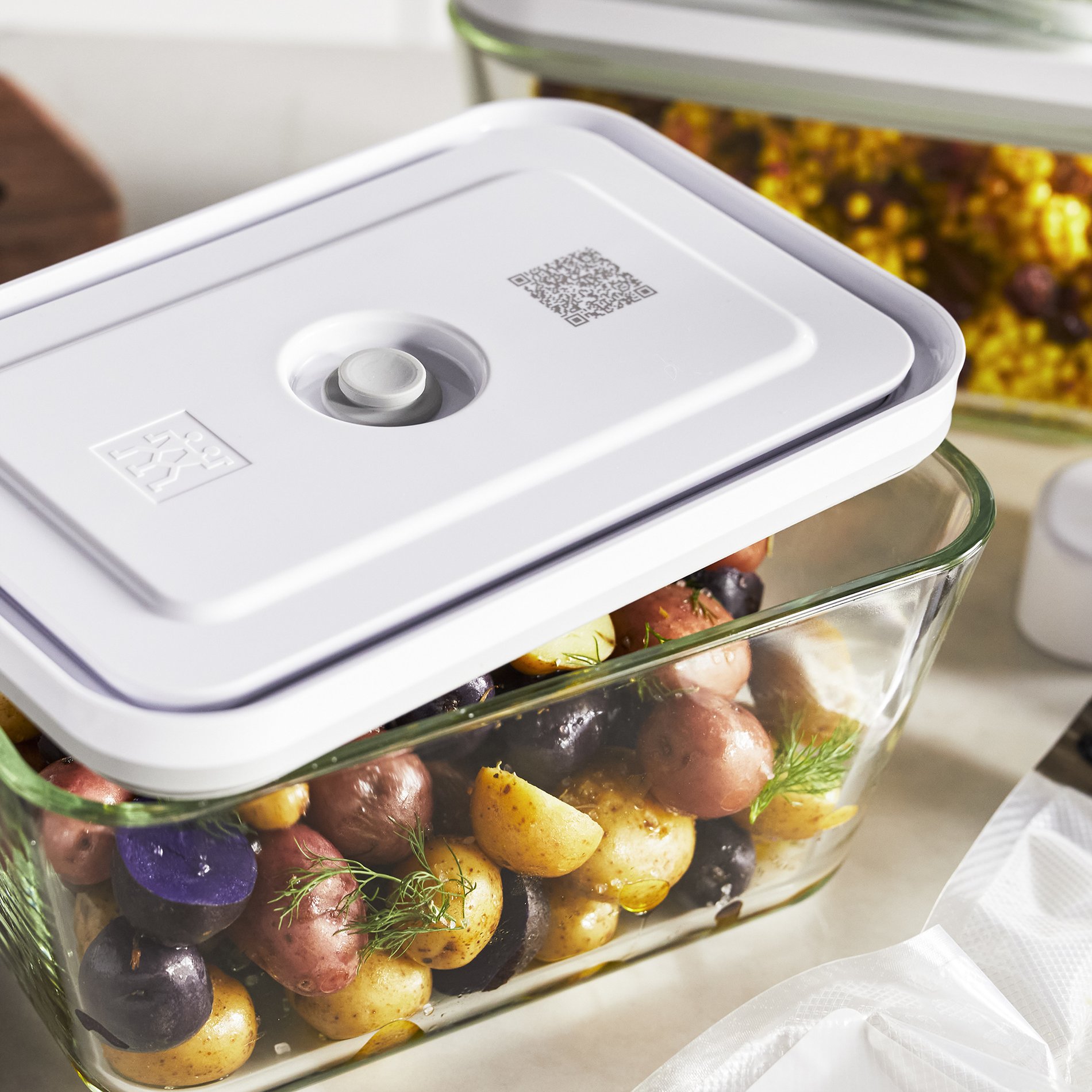 ZWILLING Fresh & Save 2 l bílá vzduchotěsná skleněná dóza (nádoba) na potraviny Finesio.cz
