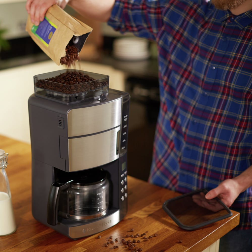 RUSSELL HOBBS Grind And Brew Coffee Machine 1000 W šedý elektrický