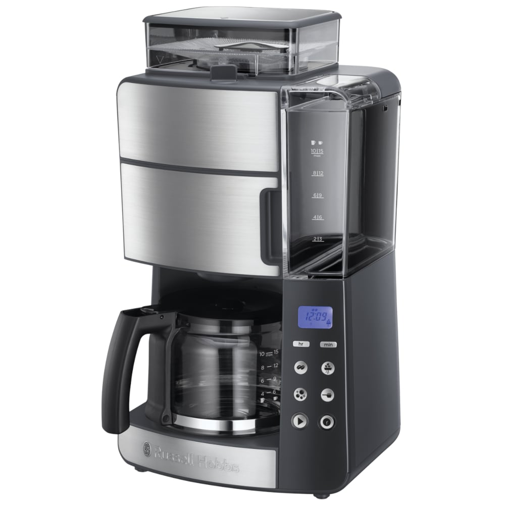 RUSSELL HOBBS Grind And Brew Coffee Machine 1000 W šedý elektrický