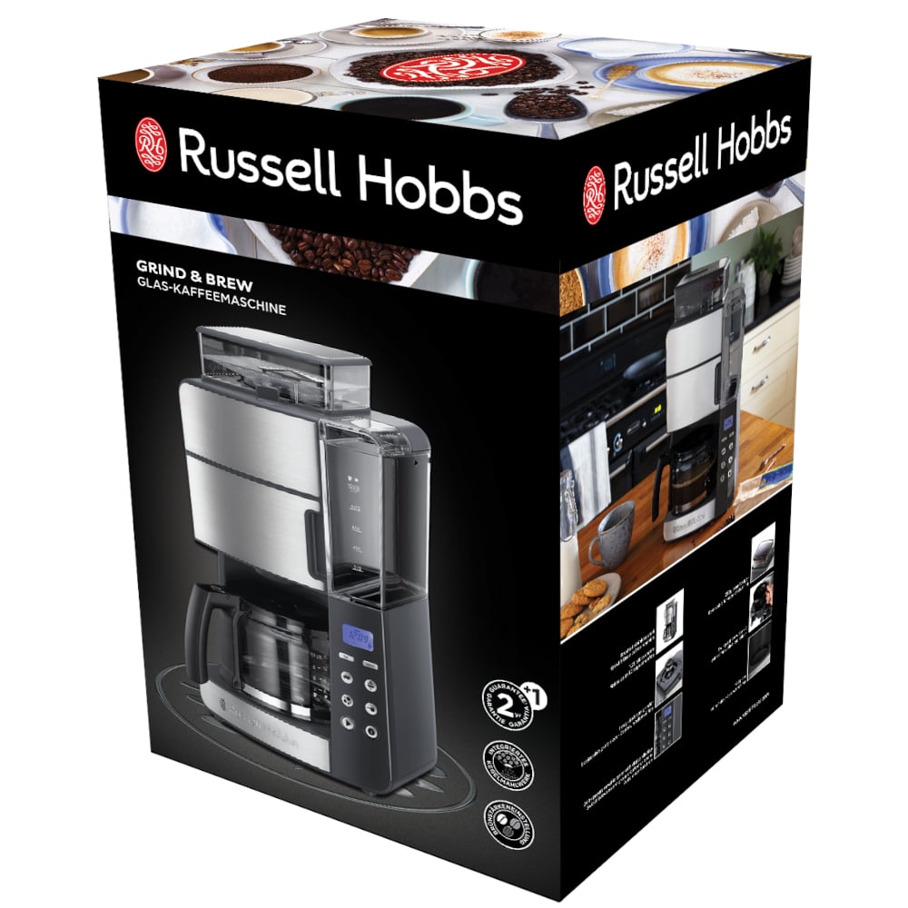 RUSSELL HOBBS Grind And Brew Coffee Machine 1000 W šedý elektrický